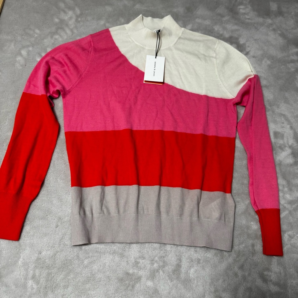 NWT Chinti & Parker Wool Cashmere Color Block High Neck Sweater small colorblock